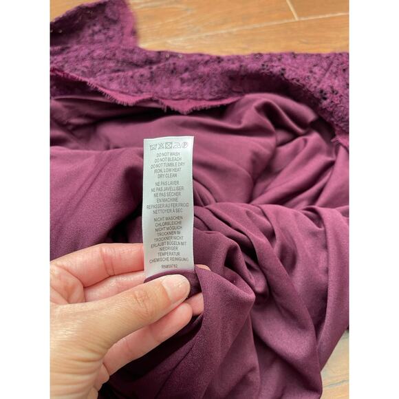 NWT Adrianna Papell Women’s Size 16 Purple V-Back 3/4 Sleeve Lace Sheath Dress - Picture 13 of 13